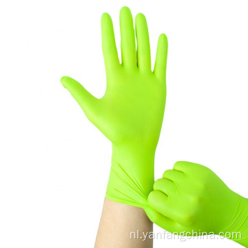 Groen poedervrij wegwerp medisch examenhandschoen